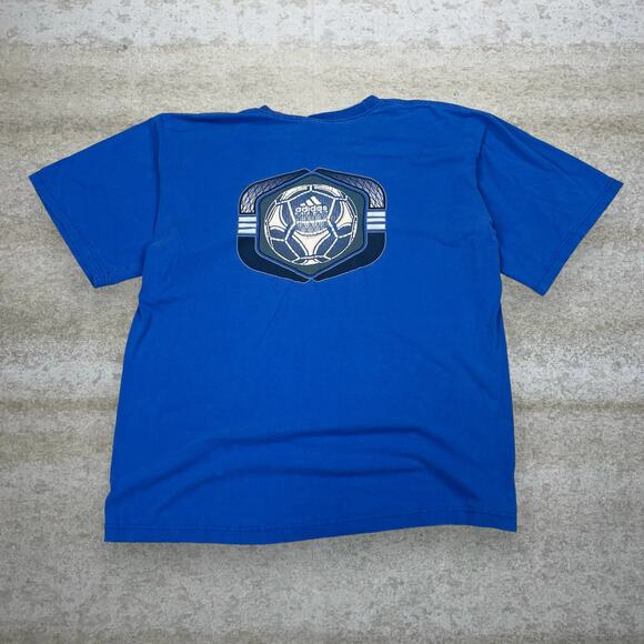 adidas Other - Vintage Y2K Adidas Soccer Shirt Mens XL Royal Blue Cotton Logo Short Sleeve